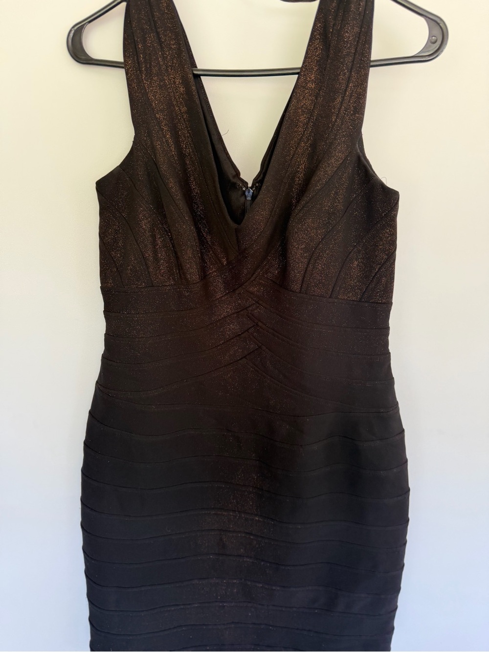 JS Collections Shimmery Black One-Shoulder Bodycon Dress